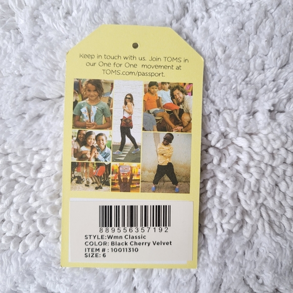 TOMS Women cherry Red Velvet Alpargata Slip on - Picture 6 of 6